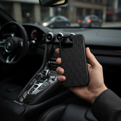 Honeycomb weave carbon fibre finish