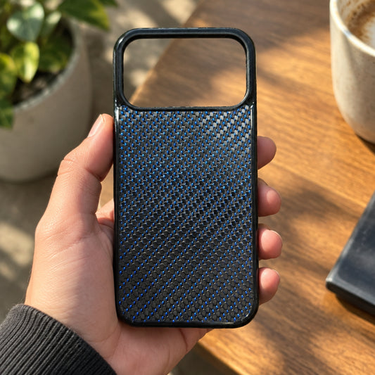 Carbonix Aero Mag woven carbon fibre iPhone case in Woven Blue